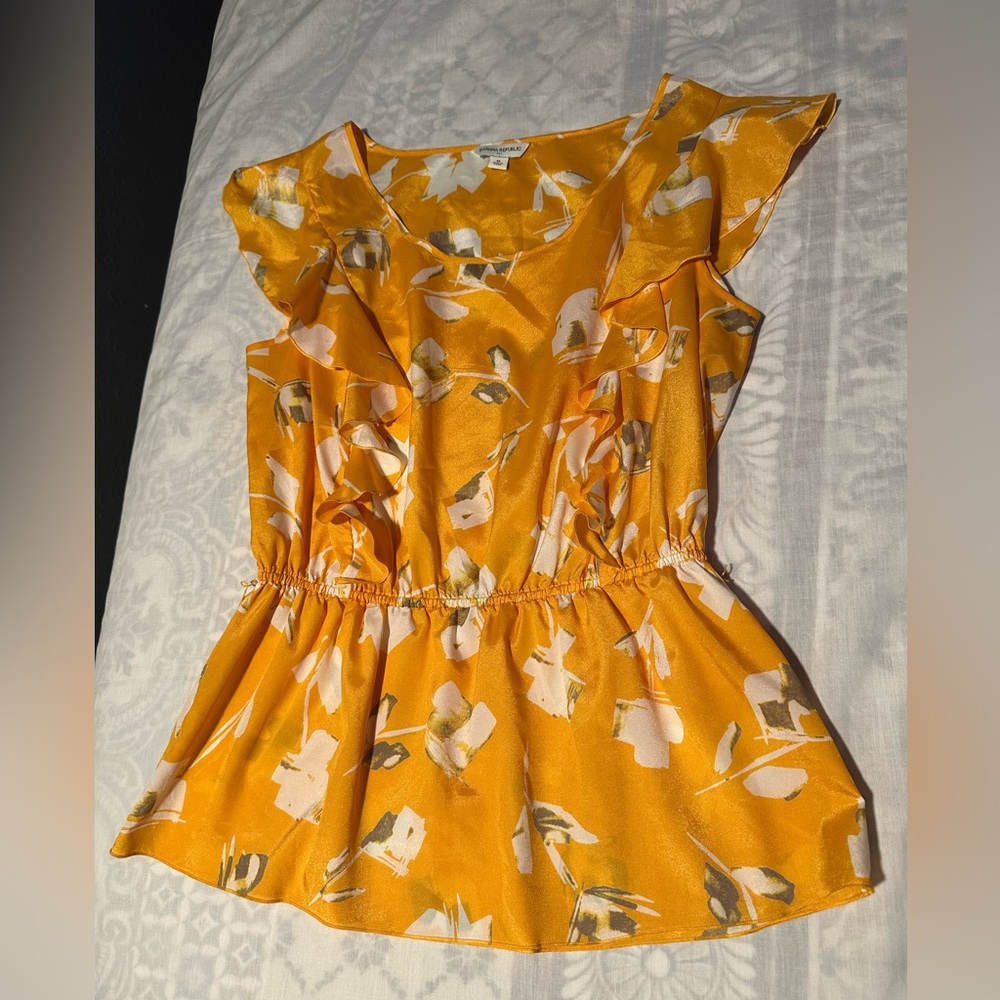 Banana Republic Yellow Floral Blouse
